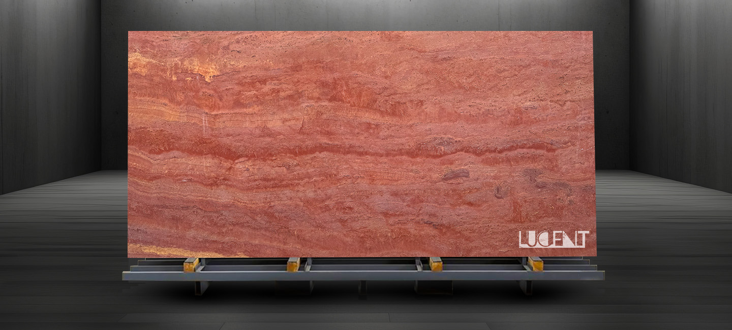 Red Travertine Slab – Premium Iranian Travertine Stone Supplier Near UAE | Lucent Trading Co
